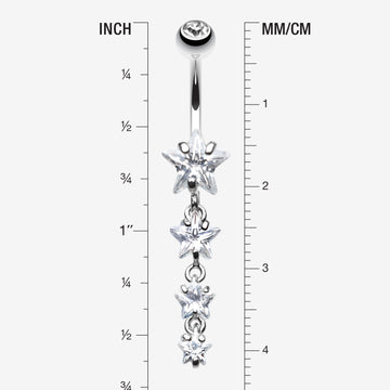 Detail View 1 of Star Spangled Belly Button Ring-Clear Gem